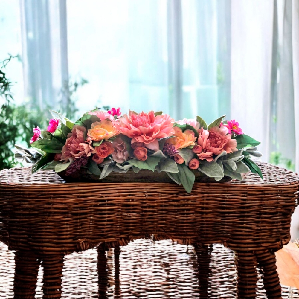 Floral Arrangement Centerpiece in Pink and Green
